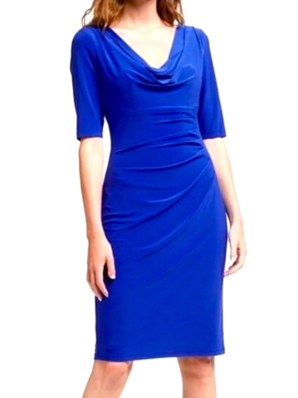 Ralph Lauren Royal Blue Cowl Neck Midi Dress